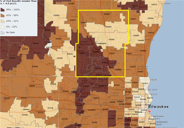 Washington County Wisconsin indoor radon levels